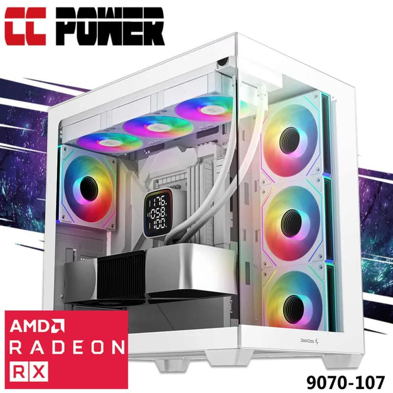 CC Power 9070-107 Gaming PC 14Gen Intel Core i7 K-Series 20-Cores w/ AMD Radeon 9070 16GB DDR6 & Liquid Cooler