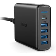 Anker PowerPort 60W 5-Port Desktop Charger, with One 30W Power Delivery Port for Apple MacBook, Nexus 5X/6P, and 4 PowerIQ Ports for iPhone, iPad, and More. - Black product image