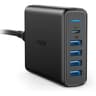 Anker PowerPort 60W 5-Port Desktop Charger, with One 30W Power Delivery Port for Apple MacBook, Nexus 5X/6P, and 4 PowerIQ Ports for iPhone, iPad, and More. - Black product thumbnail 1