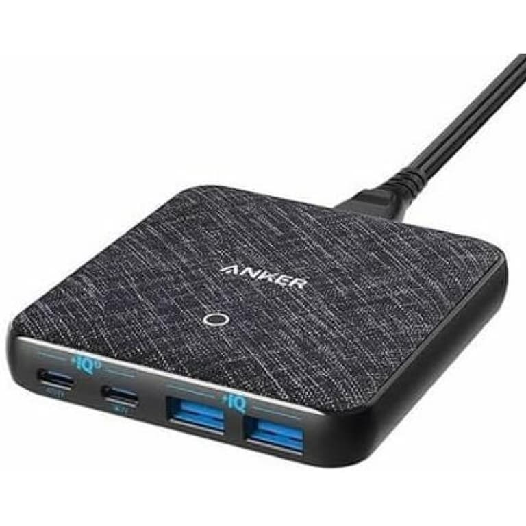 Anker A2046K11 Slim Power Port with Dual USB C PowerIQ 3.0 And USB A Ports Provided High Speed Charging And Charge 4 Devices Simultaneously Fits Most Types Of Smart Devices 63W - Black