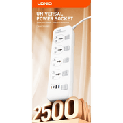 LDNIO SC4408C Overload Protector Electric Extension Socket Universal Plug Type Power Strip with 4 USB Ports Socket - White product image