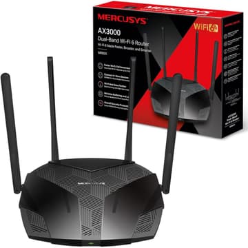 MERCUSYS MR80X AX3000 Wi-Fi Router 6 Dual Band, Wi-Fi Speed up to 2402Mbps (5GHz) + 574Mbps (2.4GHz), 160MHz Channel, 3 Gigabit LAN Ports, Ideal for Xbox/PS4/Steam and 4K Games