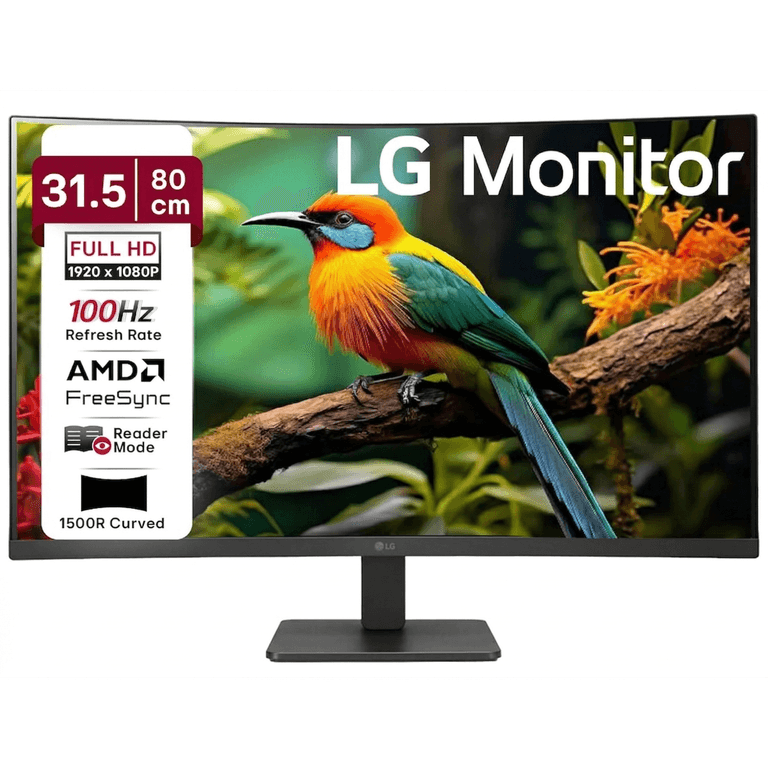 LG 32MR50C 32" 1500R Curved Full HD , 100Hz Refresh Rate, 5ms (GtG) Response Time, AMD FreeSync Technology, 16.7m Color Display, Black
