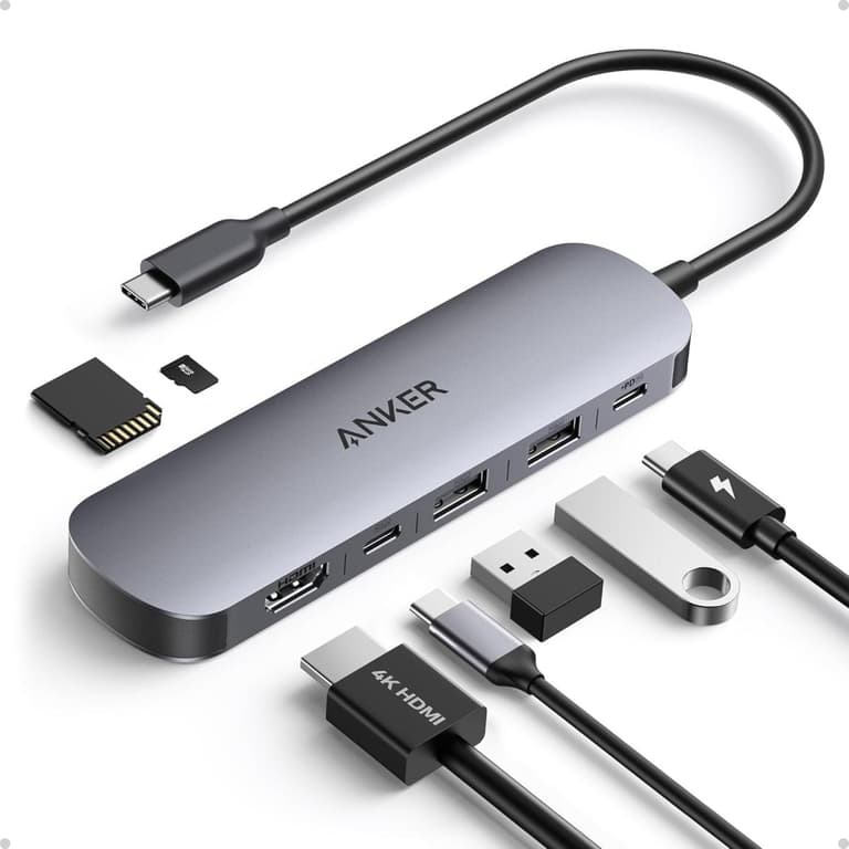 Anker USB C Hub, 7in1 Multi-Port USB Adapter for Laptop/Mac, 4K@60Hz USB C to HDMI Splitter, 85W Max PD, 2 USB 3.0 & 1 USBC Data Ports, SD/TF Card Reader, for Type C Devices (Charger Not Included)