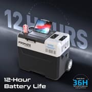 Promate PowerCooler-40 CoolFast 40 Liters Portable Outdoor Mini Refrigerator, 52000mAh Powerpack, 42G/R134A Fridge Refrigerant, 400lm LED Flashlight, 1.5m Power Adapter Cable, Gray/White product image
