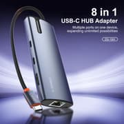 LDNIO DS-18H New Trending 8 in 1 Type-C to USB-C 3.0*1+USB C2.0/Pd100W*1+HDMI*1+USB3.0*2+RJ45*1+SD2.0*1+TF2.0*100W PD Charging Docking Station for Laptop mac- Gray product image