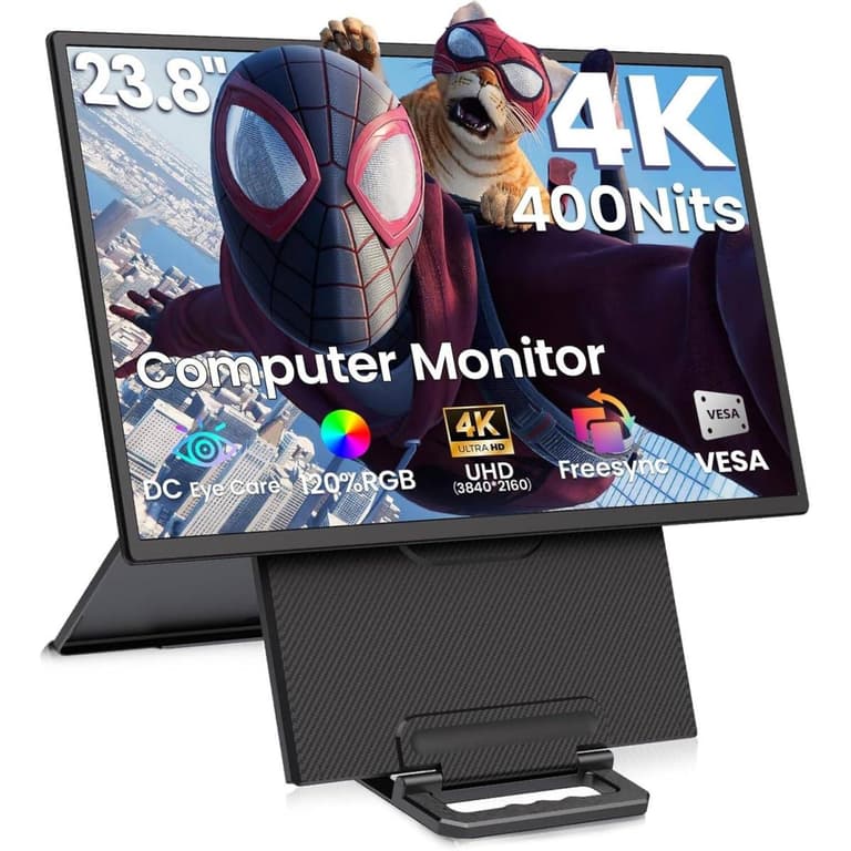 V2COM D1 UHD 23.8-Inch IPS 4K Ultra-Slim Portable Monitor Large Screen with 120% sRGB & Speakers , FreeSync, USB-C HDMI, for Laptop, MacBook, Xbox, PS5