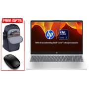 HP Laptop 15-fd1063ne (2025) NEW Intel Core Ultra 5 125H 14-Cores w/ High-Performance Processor & Backlit Keyboard & Bundle ((HP BackPack + HP Bleutooth Mouse)) - Natural silver product image