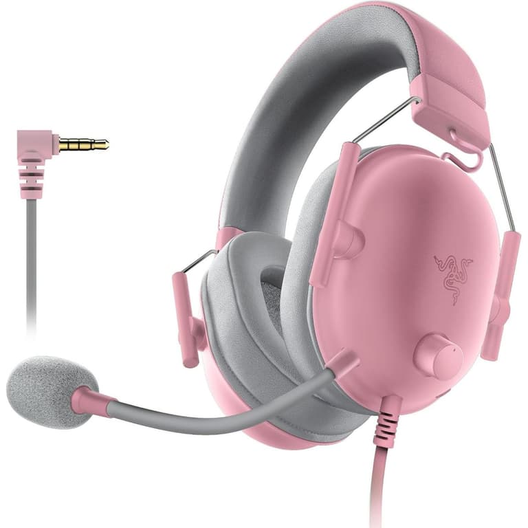 Razer BlackShark V2 X Gaming Headset, 7.1 Surround Sound Capable, TriForce 50mm Drivers, 3.5mm Jack, Breathable Memory Foam Cushion, For PC, PS4, Nintendo Switch, Quartz Pink
