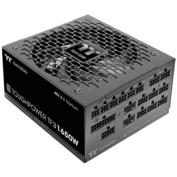 Thermaltake Toughpower TF3 1650W; ATX 3.1; x2 Native PCIe 5.1 12V-2x6; Full Modular; Etched Flat Cables; Multi/Single Rail OCM Toggle; 100% Japanese Capacitors; 80 Plus Titanium Certified; Black
