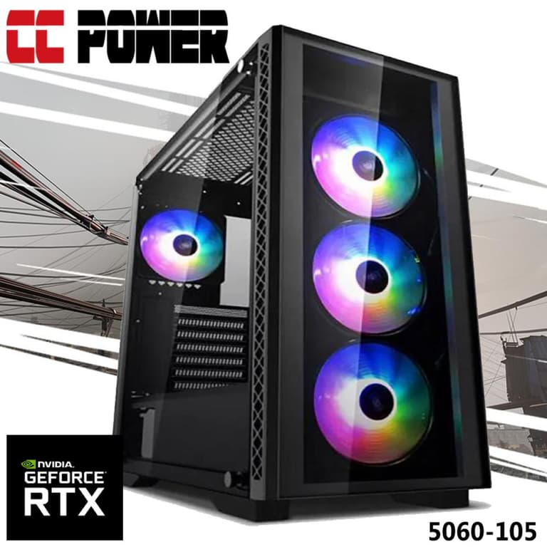 CC Power 5060-101 Gaming PC NEW 12Gen Intel Core i5 6-Cores w/ Nvidia RTX 5060 8GB DDR7 & Advanced Air Cooler