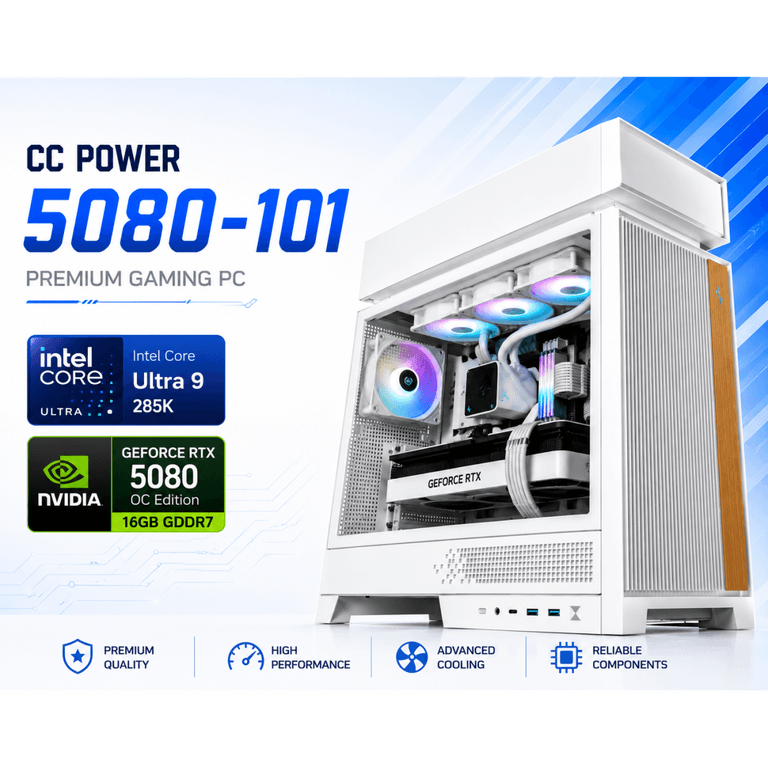CC POWER 5080-101 Gaming PC | Intel Core Ultra 9 285K | Nvidia GeForce RTX 5080 OC Edition 16GB | 32GB DDR5 | 1TB NVMe