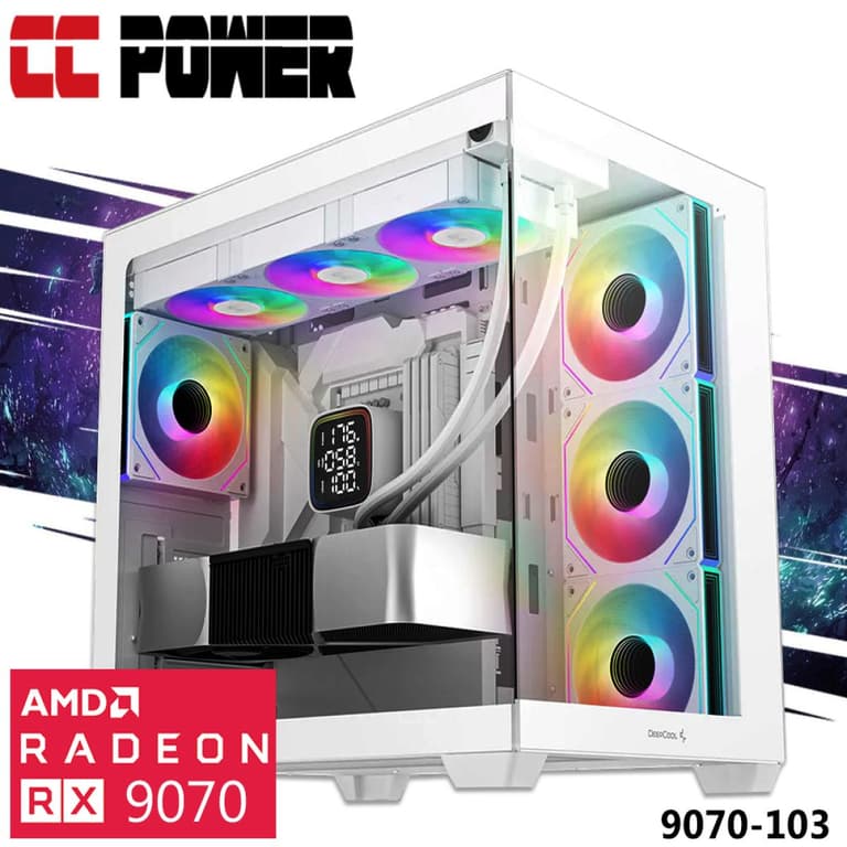 CC Power 9070-103 Gaming PC 7Gen AMD Ryzen 7 7800X3D 8-Cores w/ AMD Radeon RX 9070 16GB GDDR6 & Advanced AIR Cooler