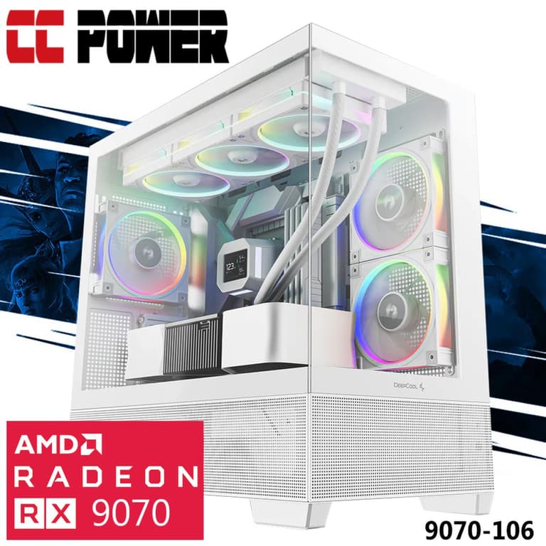 CC Power 9070-106 Gaming PC NEW Intel Core Ultra 5 K-Series 14-Cores w/ AMD Radeon 9070 16GB DDR6 & Liquid Cooler