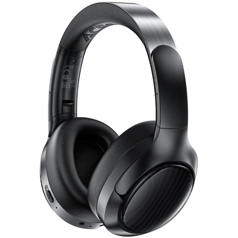 ACEFAST H5 Active Noise Cancelling Wireless Headset, Bluetooth 5.3 Over-Ear Headphones with Deep Bass, Hi-Fi Stereo, Long Battery Life, Comfortable Fit for Travel, Work & Gaming - Black