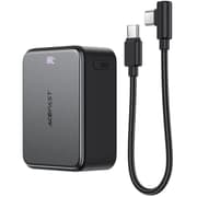 ACEFAST M28 10000mAh Power Bank LED digital display of battery charge level 22.5W Fast Charging 2 Type-C + USB-A Phone Charger with Cable - Gray product image