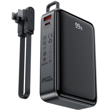 ACEFAST M4 PD 67W Fast Charging 20000mAh Li-Polymer Power Bank with 100W Type-C to Type-C Cable - Black