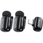 BOYA mini 2-04 Wireless Lavalier Microphone for iPhone 15-17/Android, Noise Cancellation Control, 48kHz/24-Bit, 6H Battery Mini Mic for Video Recording Interview Vlog (2TX + USB-C RX) - Black product image