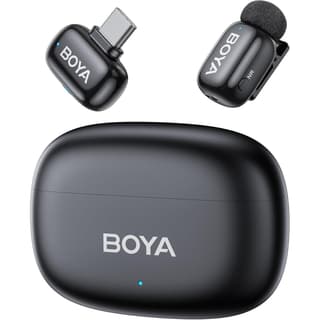 BOYA mini 2-05 Wireless Lavalier Microphone for iPhone 15-17/Android,Noise Cancellation,App Control, 48kHz/24-Bit, 30H Battery Mini Mic for Video Recording Interview Vlog(1TX + USB-C RX + Charging Case)