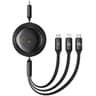 Baseus Free2Draw Retractable Crystal Fast Charging Data Cable Type-C to M+L+C 100W 1.1m Cluster Black product thumbnail 1