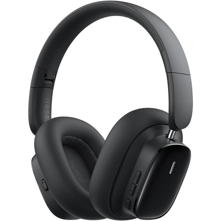 Baseus Bowie H1s Bluetooth Headset Foldable, Active Noise Cancelling Wireless Over-Ear Headphone, PX4 Waterproof, up to 100Hrs - Black