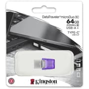 Kingston DataTraveler microDuo 3C 64GB USB-C & USB-A Flash Drive | Speeds up to 200 MB/s | USB 3.2 Gen 1 | Duo Connector | DTDUO3CG3/64GB product image