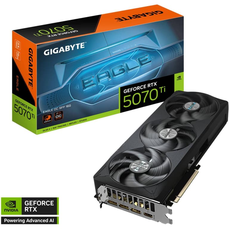 GIGABYTE GeForce RTX 5070 Ti EAGLE OC SFF Graphics Card, 16GB GDDR7 256-Bit Memory, 2542 MHz Core Clock, 28 Gbps Memory Speed, 8960 CUDA Cores, PCI Express 5.0