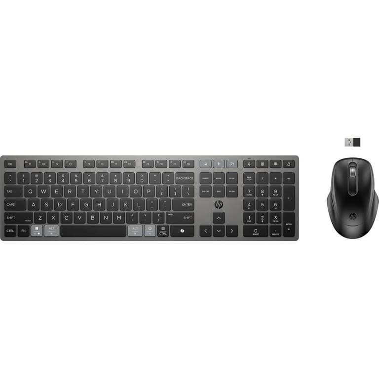 HP 725 Multi-Device Rechargeable Wireless Keyboard and Mouse Combo , up to 2 Months (Keyboard) 30 Days (Mouse) of Usage From a 3-Minute Charge