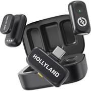 Hollyland Lark A1 Dou Wireless Microphone for iPhone 17/16/15 & Android, 48kHz/24-bit, 3-Level Intelligent Noise Cancel, Mini Mic for YouTube, Podcast, Vlogging (2TX + USB-C RX + Charging Case) - Black product image