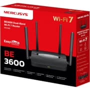 Mercusys MR25BE Router Wi-Fi 7 BE3600Mbps Dual Band, 4 Gigabit Ports, 4 High Gain Antennas, 160MHz Channels, 4K-QAM, MLO, WPA3 Security, App Control - Black product image