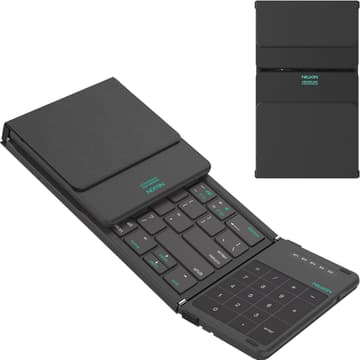 Nillkin Cube Pocket Foldable Keyboard with Touchpad & Wireless Bluetooth, Portable Travel Keyboard for Home or Mobile Office Replaces Keypads and Mouse Combo, Compatible with iPad, Laptop, Tablet USB, Arabic / English - Black