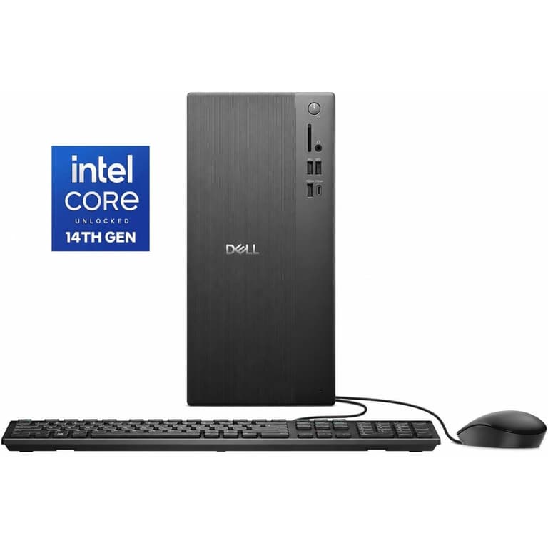 Dell Tower ECT1250 (2025) 14Gen Intel Core i5 14400 10-Cores Powerful, Space-Saving Performance Tower Desktop PC - Black