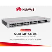 Huawei eKit S310-48T4X L2+ Managed Switch 48 Port Gigabit, 4 SFP+ 10G, VLAN, Static Route, PBR, IGMP, DHCP Snooping, LACP, VRRP, Port Security, Cloud Managed product image