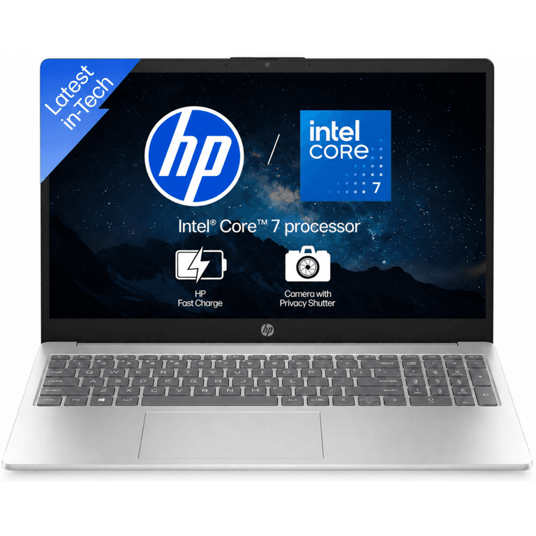 HP Laptop 15-fd0099nq (2025) Intel Core 7 150U 10-Cores Slim Design w/ Fast Charging & DDR5 Memory - Natural silver & Blue Cover