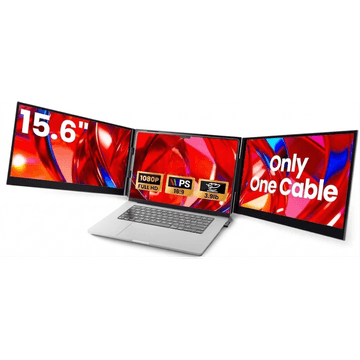 V2COM P7 Pro 15.6" IPS Full HD Triple Screen Extender Portable Monitor for Laptops 13-17.3" Ultra-Slim One Cable USB-C/USB-A Extended Display For macOS Windows Chrome OS Nintendo Switch