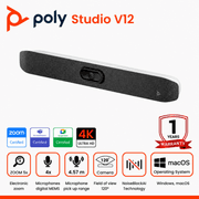 Poly Studio V12 – USB Video Bar for Small Rooms - 4K 20MP Camera, AI-Enhanced Audio, Noise Cancellation, Poly Lens Management - Microsoft Teams, Zoom & Google Meet Compatible - Thoughtfully Made product image