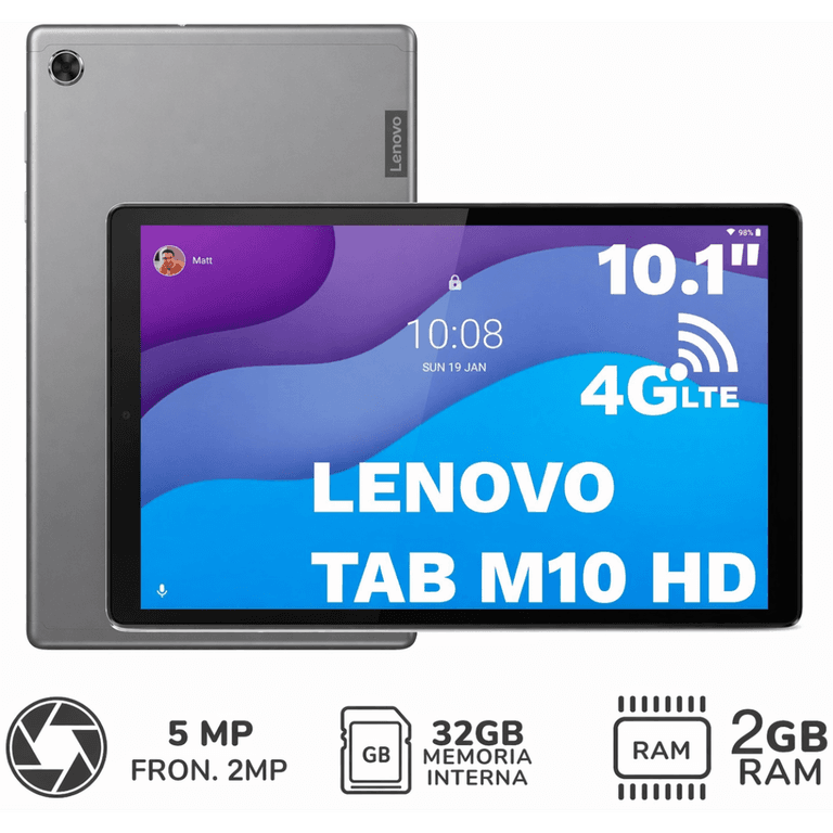 Lenovo Tab M10 (HD) TB-X306X 10.1" Andriod 10 Tablet 4G SIM & WIFI Platinum Grey with Metallic Body