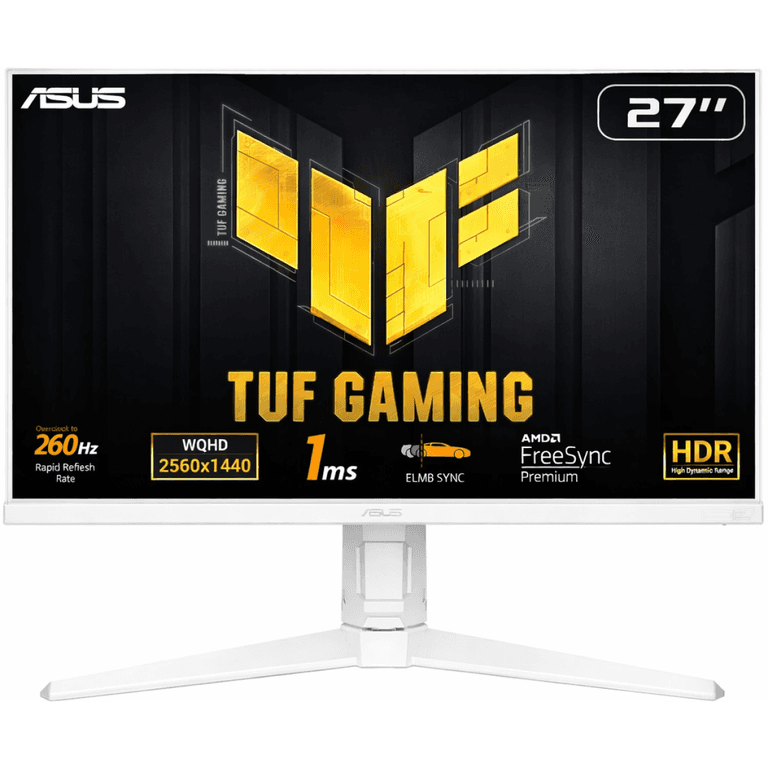 ASUS TUF VG27AQML1A Gaming 27" Fast IPS 2K HDR QHD 260Hz 1ms HDR400 G-SYNC Compatible Variable Overdrive 100% sRGB w/ Speakers , White
