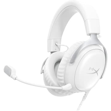 HyperX Cloud III Wired Angled 53mm Drivers DTS Memory Foam Durable Frame Ultra-Clear 10mm Mic USB-C & USB-A 3.5mm For PC, PS5, Xbox Series X|S - White