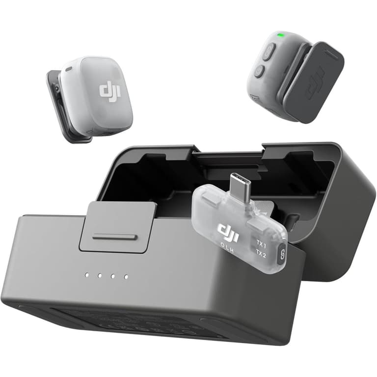 DJI Mic Mini 2 (2 TX + 1 Mobile RX + Charging Case), Lavalier Wireless Vlogging Mic for iPhone/Android/Camera, Bluetooth Microphone, Plug-And-Play, 90h Battery, Streaming, Noise Cancelling