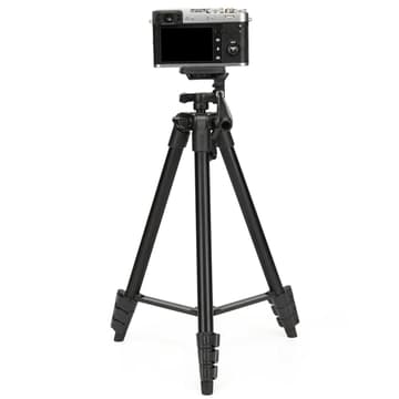 JMARY KP-2205 Aluminum Tripod (134CM), 4-Section Aluminum Legs, Universal Lightweight Tripod with Mobile Phone Holder Mount - Black