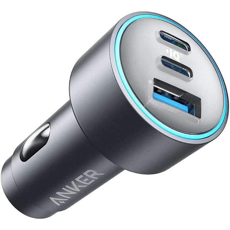 Anker Car Charger, 67W Power, 3 Port Power IQ 3.0 Fast Charging Adapter, Dual USB C And USB A Ports, Compact Design, Active Shield 2.0 Safety System - Black