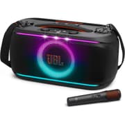 JBL PartyBox On-The-Go 2 - Portable Party Speaker with one Wireless Digital mic, Handle and a Shoulder Strap, Dynamic lightshow, Up to 15 Hours Playtime, Splash Proof & Auracast™ (Black) product image