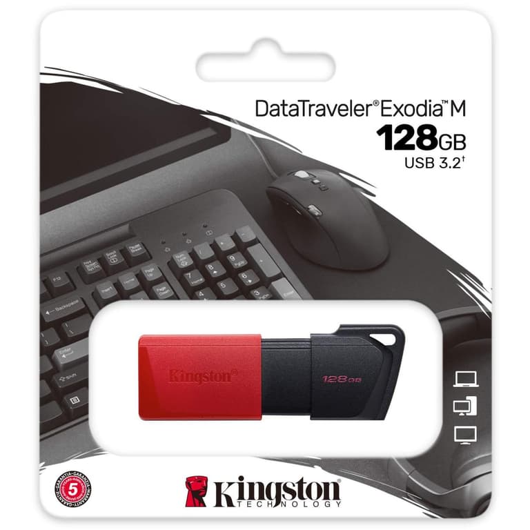 Kingston DataTraveler Exodia M 128GB USB 3.2 Flash Drive - Red / Black