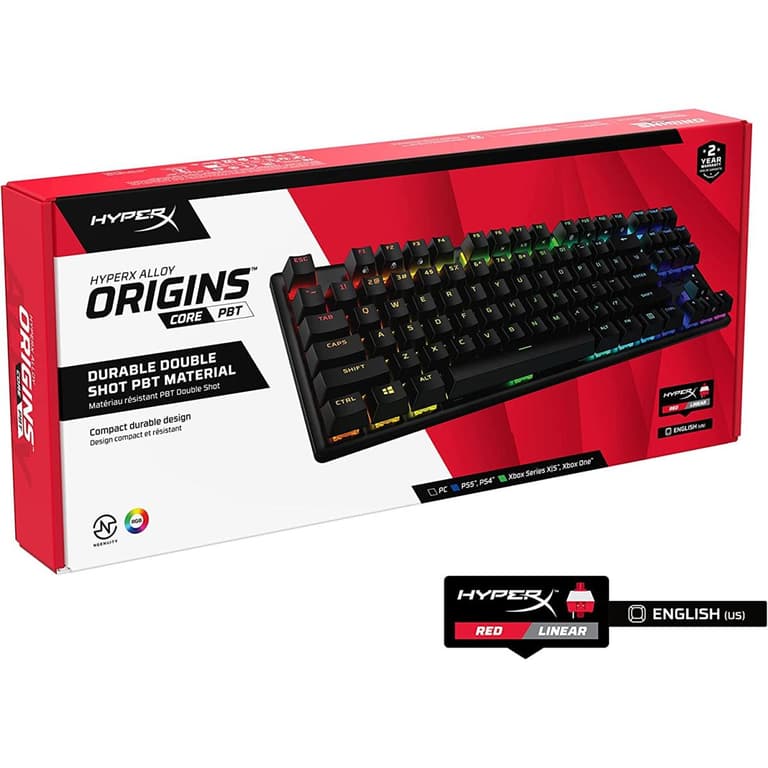 HyperX Alloy Origins Core PBT Mechanical PBT Keycaps RGB Aluminum Body HyperX Linear Red Switch