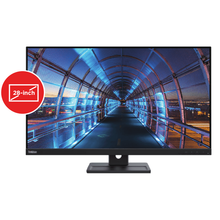 Lenovo ThinkVision E28u-20 28” IPS 4K HDR10 90% DCI-P3 Colors Adjustable Stand w/ Speakers - Black