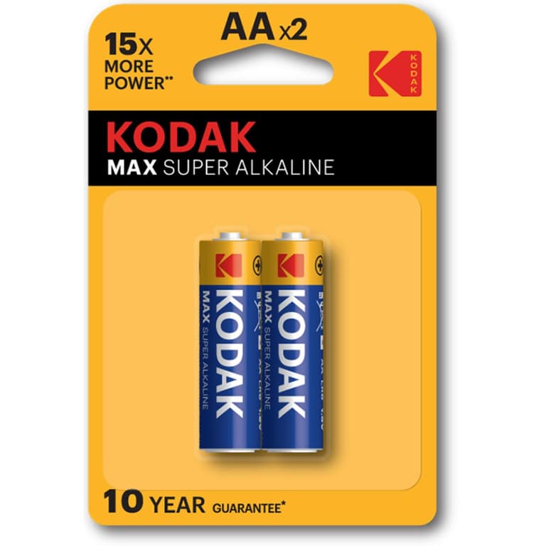 Kodak MAX AA Super Alkaline Batteries (1.5V, 2800mAh, 2-Pack)