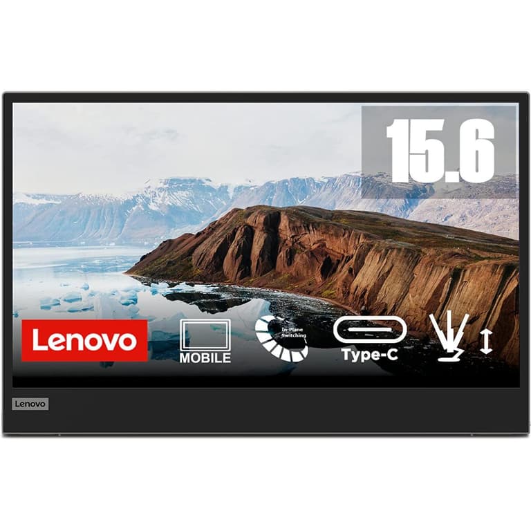Lenovo L15 15.6" IPS Portable Monitor Full HD Resolution 250 nits Brightness 60Hz Refresh Rate USB-C Ports Height-Adjustable Stand Flicker-Free Technology, Grey