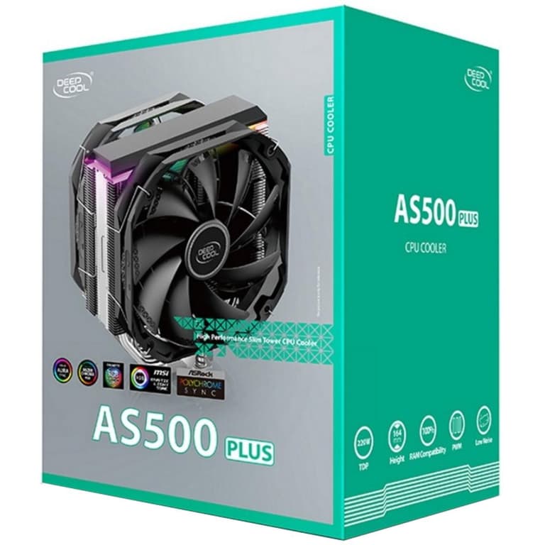 DEEPCOOL AS500 PLUS CPU Air Cooler with 5 Heatpipes 2x140mm PWM Fans ARGB LED For Intel/AMD