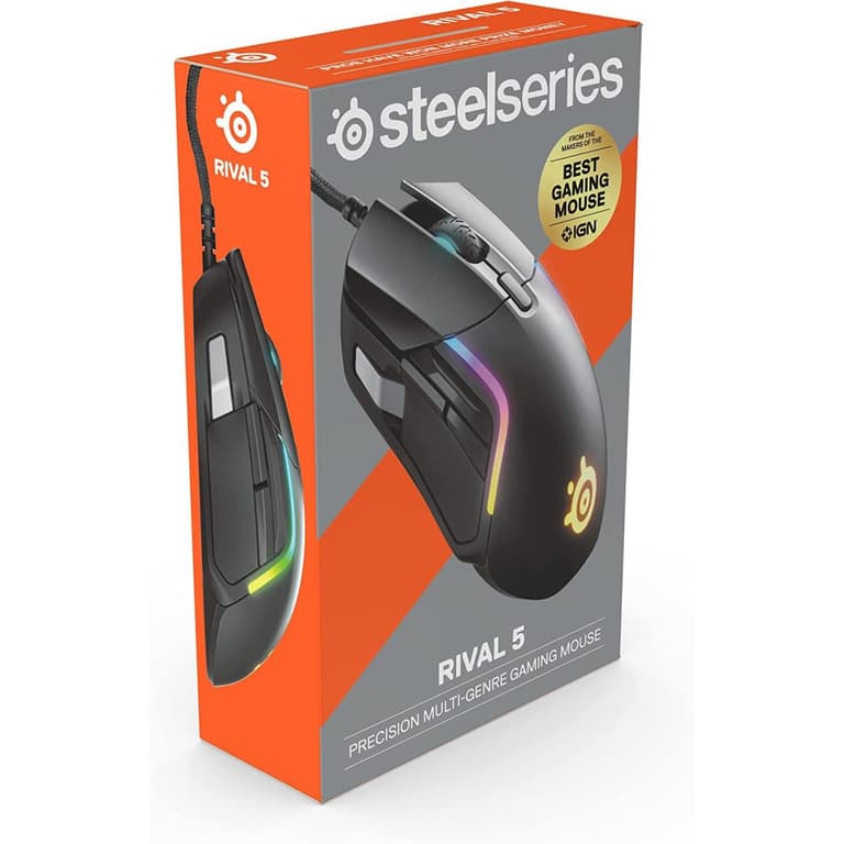 SteelSeries Rival 5 PrismSync RGB Lighting 9 Buttons 18,000 CPI TrueMove Air Optical Sensor - Black
